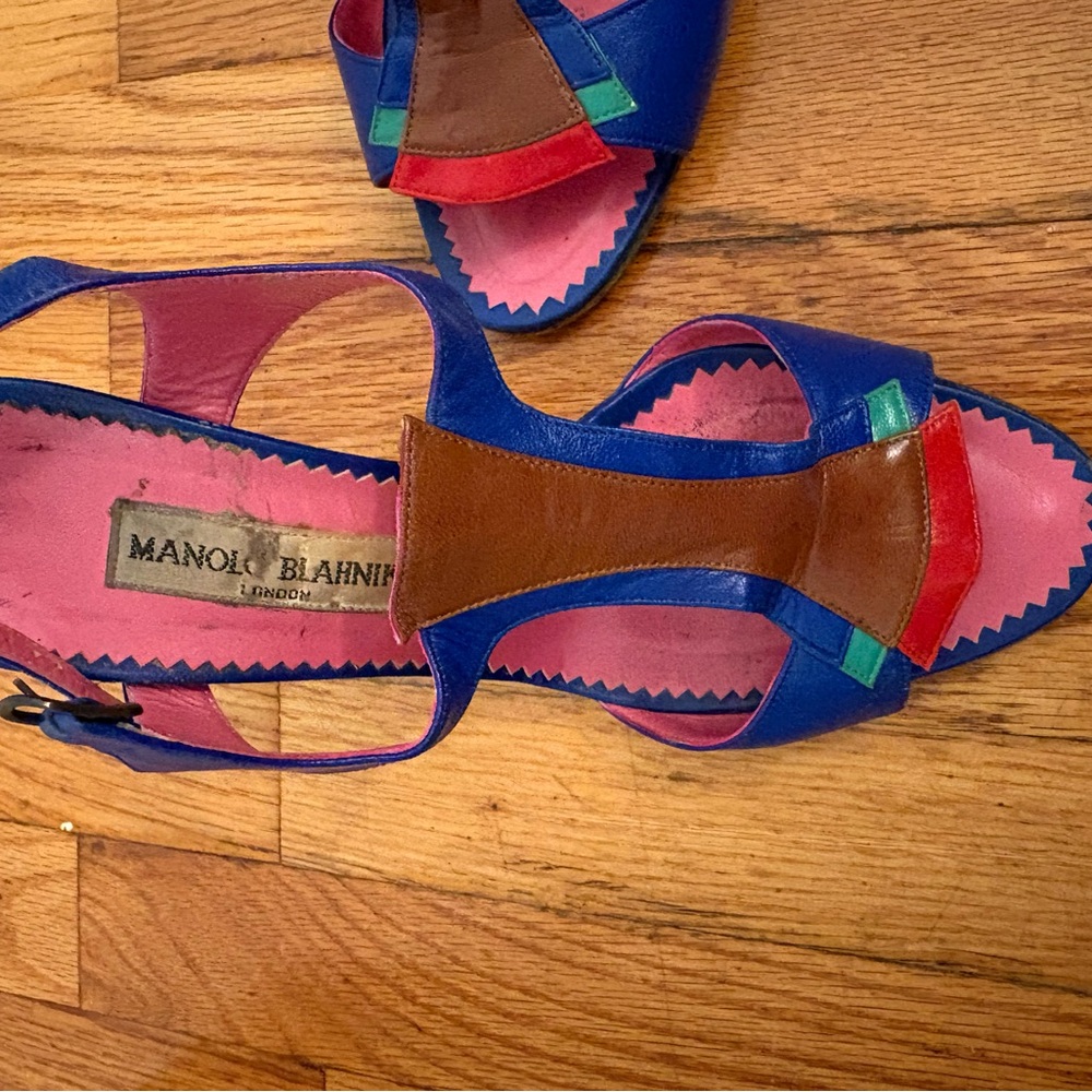 Vintage Manolo Blahnik strappy heels 37.5 - Picture 2 of 14